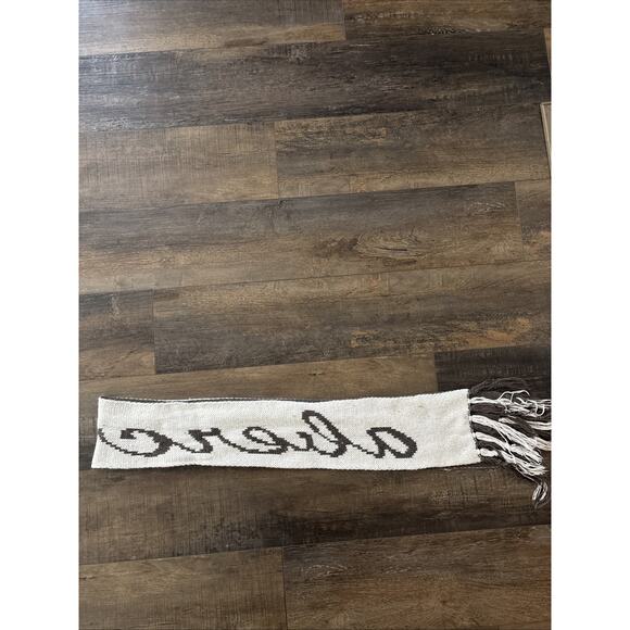 Abercrombie A&F Scarf Kids Y2K Brown Cream Logo Reversible Fringe - Picture 4 of 5